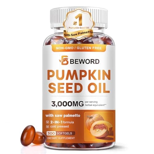 Pumpkin Seed Oil with Saw Palmetto Softgels, 3000mg Per Serving, 300/600 Softgels | Cold-Pressed with Essential Fatty Acids & Phytosterols | Supports Hair, Urinary, Bladder & Prostate Health | Non-GMO