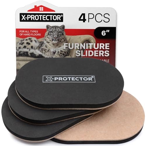 Best Sliders for Furniture #1 from X-Protector X-Protector Felt Furniture Sliders Hardwood Floors - 4 PCS 6" x 3 1/2" Furniture Sliders - Heavy Duty Felt Sliders Hard Surfaces – Move Your Furniture Easily & Safely!