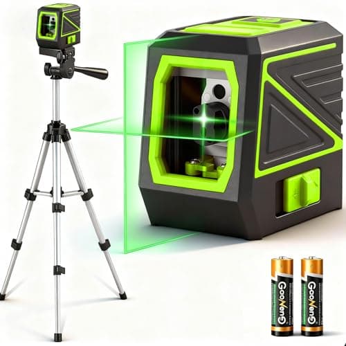 Laser Level with Tripod, 100 feet Green Cross Line Self Rotary Leveling Laser Level, Vertical and Horizontal Line, Rotatable 360 Degree, Manual Self leveling and Pulse Mode,IP54 Waterproof & Battery
