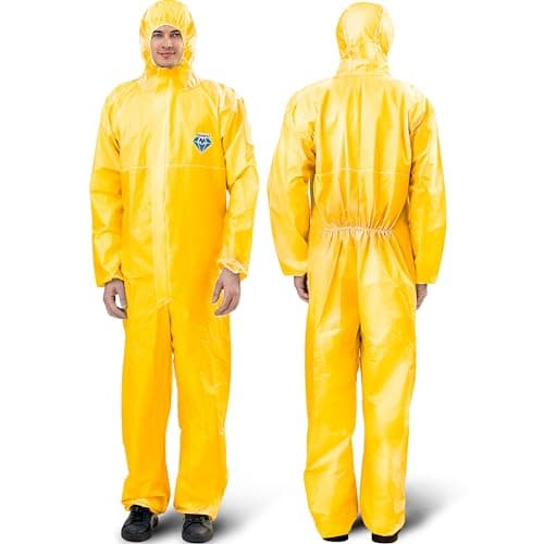 Medtecs Hazmat Suits - 6 Sizes Options Disposable Coveralls Suit, Medical Protective Coverall PPE Hazmat Suits