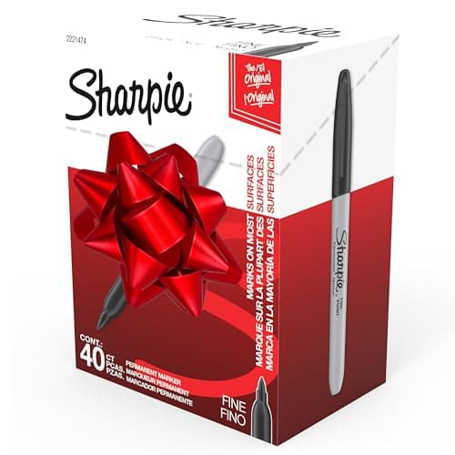 Sharpie Permanent Markers, Fine Point, Black, 40 Count - Quick Drying, Bulk Set for Classroom, Poster Boards, Office, Home, Teacher Supplies