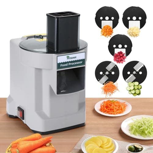 Hiteemer 5 in 1 Electric Vegetable Chopper, Multifunctional Chopper Vegetable Cutter Slicer Dicer Machine Automatic Cutter for Onion Shredder Potato Slicer, Veggie Processor Commercial Home Use