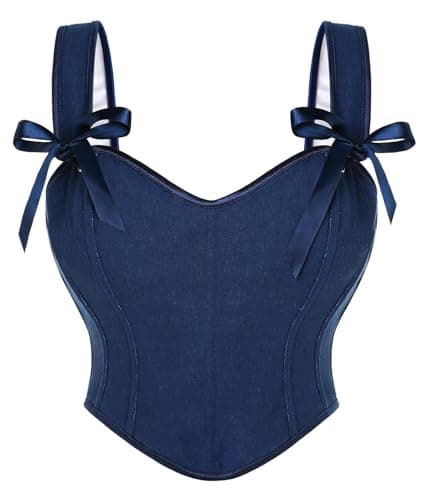 Scarlet Darkness Blue Corset Tops for Women Lace-up Back Bustier Shapewear Top Renaissance Corset Blue Size 8