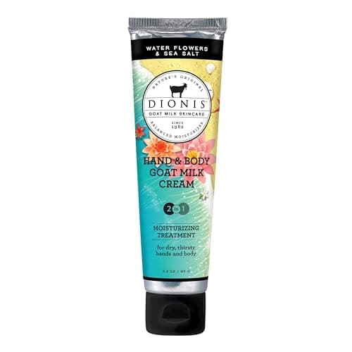 Dionis Goat Milk Skincare 3.3oz Water Flowers & Sea Salt Hand & Body Cream - Travel Size Hand Lotion For Hydrating & Moisturizing Dry Skin - Cruelty Free Cream Made In The USA - Paraben Free Formula