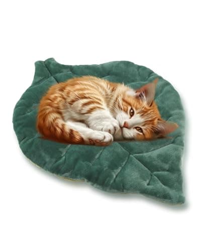 Rzxlszy Cat Mat Self Warming Cat Bed 26"x20" Leaf Shaped Cotton Soft Warm Pet Pad Blanket for Indoor Bed Couch Sofa Floors Cat and Dog Warm Mattress (Green)