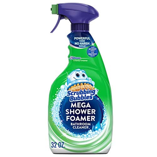 Scrubbing Bubbles Mega Shower Foamer Spray, Multi-Surface Bathroom and Tile Cleaner Grime Fighter, Removes 100% Soap Scum, Rainshower Scent, 32 oz