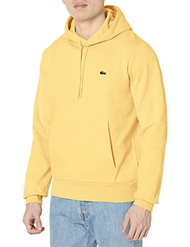 Lacoste Men's Long Sleeve Solid Pop Over Sweater, SH9623-107-XL Yellow