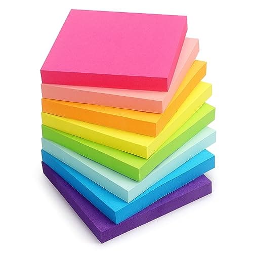 8 Pads Sticky Notes 3x3 Self-Stick Notes 8 Bright Multi Colors Purple Sticky Notes, 85 Sheet/Pad