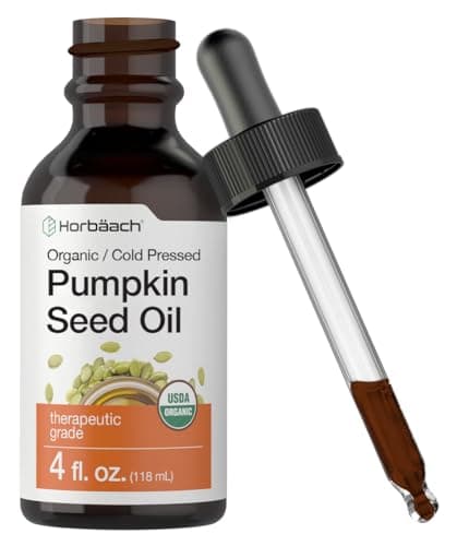 Horbäach Organic Pumpkin Seed Oil | 4 fl oz | Cold Pressed, 100% Pure, Extra Virgin | Vegetarian, Non-GMO, Gluten Free Formula | Great for Hair and Face