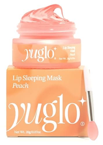 YUGLO Moisture & Collagen Booster Lip Sleeping Mask - Treatment to Restore, Hydrate & Plump Dry Chapped Lips - Peach