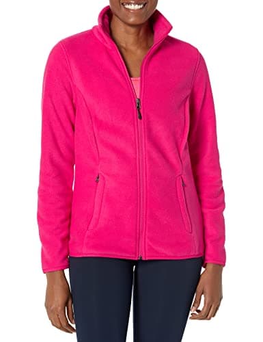 Amazon Essentials Women's Classic-Fit Full-Zip Polar Soft Fleece Jacket (Available in Plus Size), Pink, Large