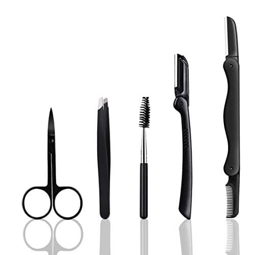 Eyebrow Razor, 5-in-1 Eyebrow Kit, Professional Eyebrow Grooming Set, Eyebrow Trimmer Set for Women and Men, Including Brow Razors Trimmer, Brush, Eyebrow Scissors, Slant Tweezers