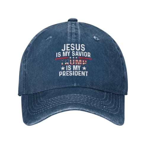 Jesus is My Savior Trump is My President Hat for Women Dad Hats Fashionable Hats Navy Blue