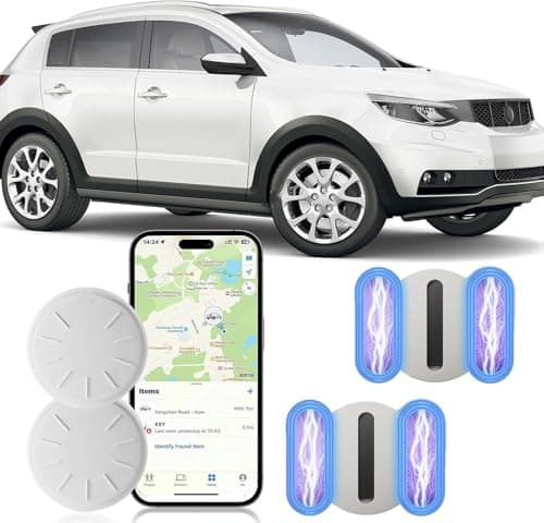 GPS Tracker for Vehicles,Real Time Car Tracker Work with Apple Find My(iOS Only),No Subscription Global Coverage Hidden Car Locator with Magnetic Case-White,2PCS