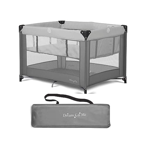 Dream On Me Zazzy Portable Playard with Bassinet in Grey, Packable and Easy Setup Baby Playard, Lightweight and Portable Playard for Baby with Mattress and Travel Bag