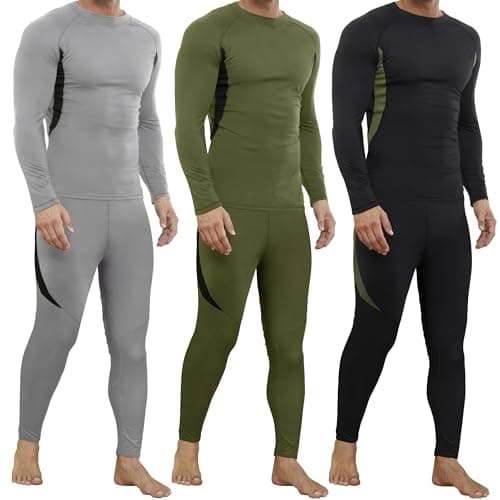 VZV 3 Pack Thermal Underwear for Men Fleece Lined Long Johns for Men Thermal Underwear Base Layer Top and Bottom Set