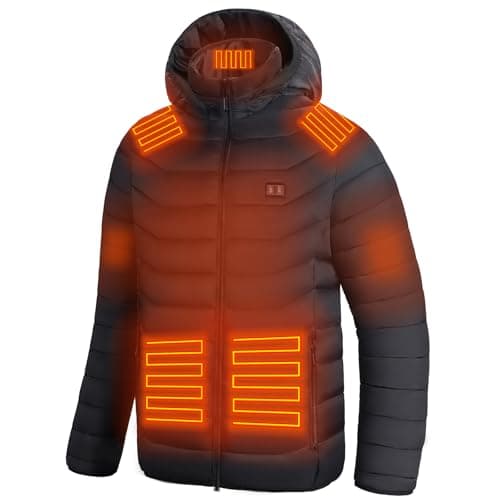 CHANGEOWN Heated Jackets for Women & Men, Dual-Control 15 Heating Zones Unisex Heating Jacket Coat with Battery, 3 Heating Levels Windproof & Waterproof Heating Jacket for Winter Outdoor, X-Large