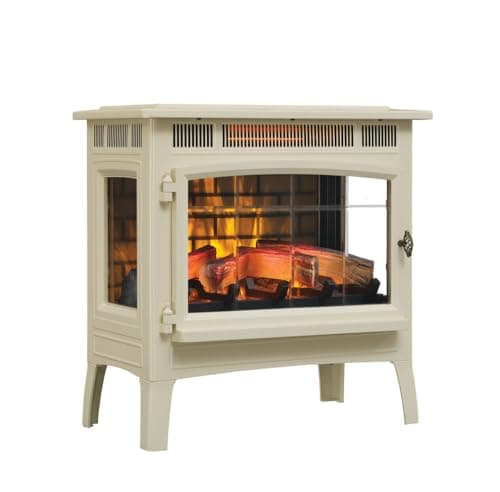 duraflame Freestanding Electric Fireplace Stove Heater with 3D Flame Effect for 1,000 Sq. Ft. Room, Cream