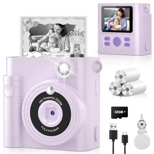Kids Camera Instant Print, for Kids Teen, HD 1080P Digital Video Toddler Camera with 32GB Card, Portable Birthday Toy for Ages 3 4 5 6 7 8 9 10 11 12 Year Old Girls Boys