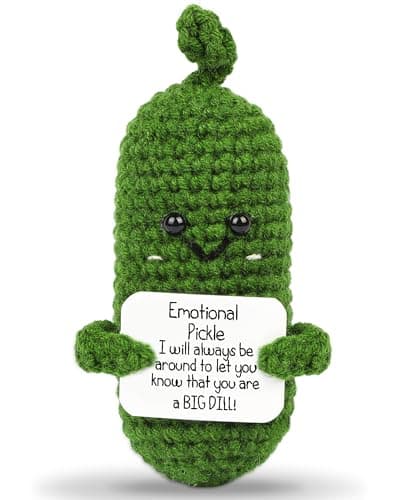 Hoedia Emotional Pickle Small Galentines Valentine’s Day Gifts for Women Men Her Him, Crochet Cucumber Cute Funny Support Crafts College Office Friend Birthday Mothers Day Easter Basket Decorations
