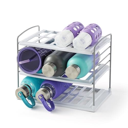 YouCopia UpSpace Water Bottle and Travel Mug Cabinet Organizer, Adjustable Storage Rack for Kitchen Organization, 3-Shelf