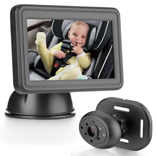 Baby Car Mirror with 4.3'' HD Night Vision Function Display, Safety Car Seat Camera for Infant Newborn,Baby Mirror with Clear Vision & 360° Rotation,Shatterproof & Easy Installation for All Vehicles