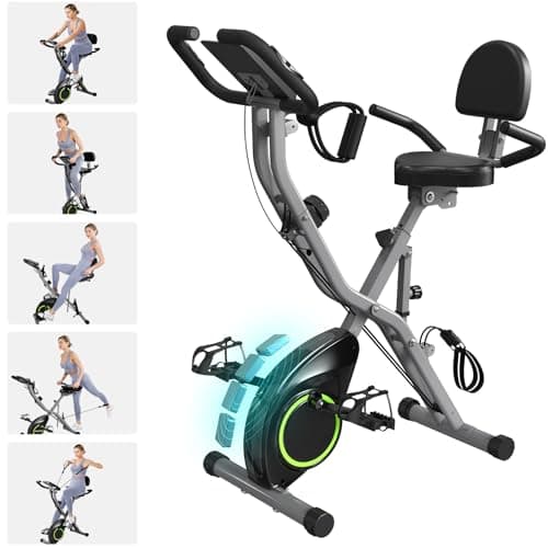 Foldable Exercise Bike Stationary Bikes for Home, 5 IN 1 Indoor Workout Bike, with 16-Level Quiet Magnetic Resistance, 6.6 LBS Flywheel and 300LBS Capacity, 2024 Designed 817 X-bike