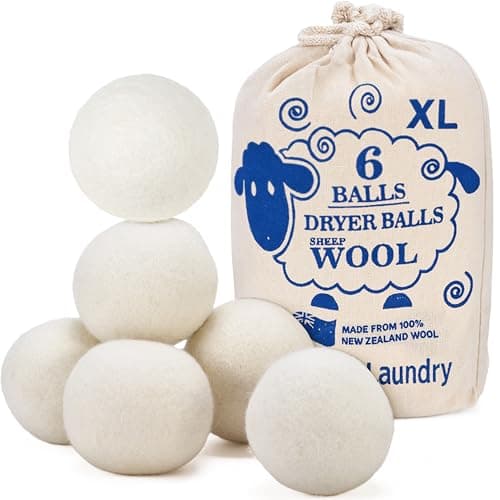 Handy Laundry Wool Dryer Balls - Natural Fabric Softener, Reusable, Reduces Clothing Wrinkles and Saves Drying Time, Better Alternative to Plastic Balls and Liquid Softener (Pack of 6)