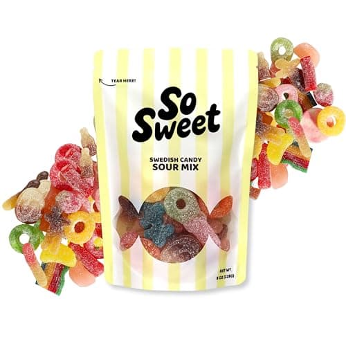 Swedish Sour Candy Mix 1/2lb – Authentic Scandinavian Imported Sour Gummies Variety Bag, Tangy Pick & Mix Assortment & Premium Sour Candy Gift