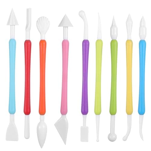 9PCS Double Head Air Clay Tools, Clay Sculpting Tools Set, Modeling Clay Tool, Plastic Air Dry Clay Tool Kit for Pottery, Polymer Clays, Modeling, Sculpting, Cake Decoration