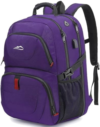ProEtrade Travel Backpack, Extra Large Laptop Backpack School Business Anti Theft TSA Approved College Work Computer Bag Fits 17 Inch Laptop with USB Charging Port Bookbag for Women Men(Purple)