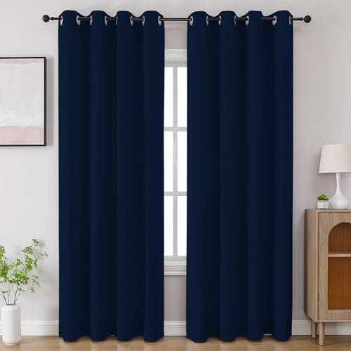 CUCRAF Navy Blue Blackout Curtains 84 inch Length 2 Panels Set, Room Darkening Drapes for Living Room Bedroom, Thermal Insulated Light Blocking Grommet Window Curtain (W52 x L84 Inch)