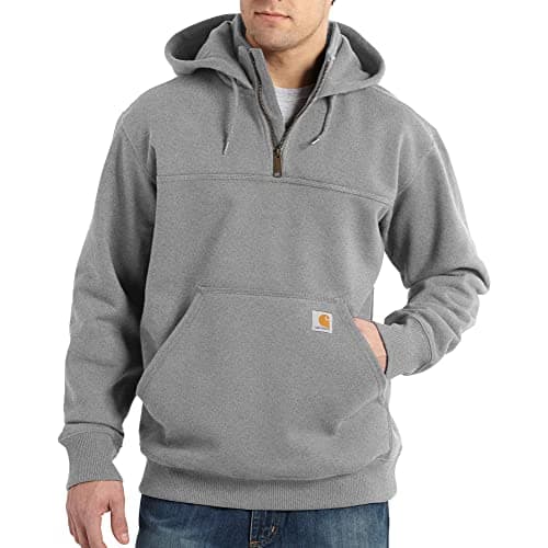 Carhartt mens Rain Defender Paxton Heavyweight Hooded Sweatshirt work utility shirts, Heather Gray, Large US