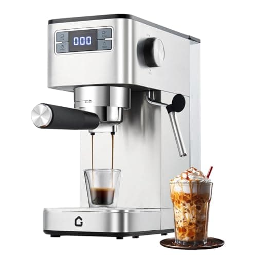 MilleLoom 20 Bar Espresso Machine, Stainless Steel Coffee Maker with Steam Milk Frother, Removable Water Tank, Compact Professional Home Barista Machine, Sleek Silver Finish