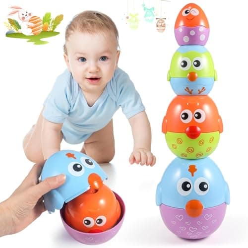 OKKIDY Easter Toys for Toddlers – 8 Pcs Nesting & Stacking Chicks, Fillable Plastic Eggs, Educational Easter Gift for 18M, 2, 3, 4+ Yr Old Boys & Girls, Perfect for Easter Hunt & Party Favors