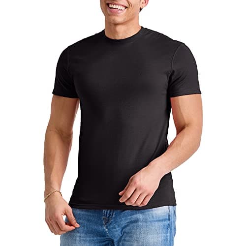 Hanes Comfortblend Standard Originals Lightweight, Crewneck T-Shirts for Men, Tri-Blend Tee, Tall Sizes, Black