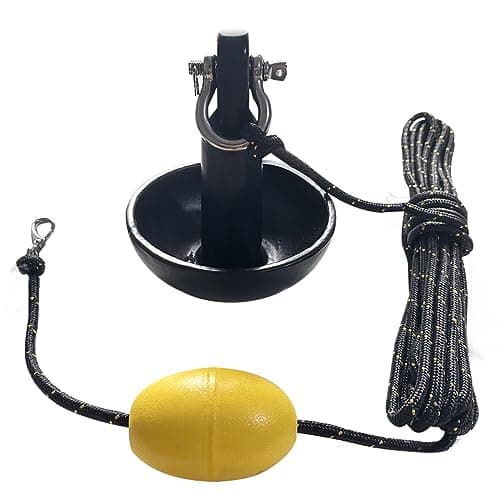 XIALUO Marine Mushroom Anchor Kit 5 lb Black PE Coated Kayak Anchor Accessories with 30 ft Rope for Fishing Kayaks, Canoe, Jet Ski, SUP Paddle Board and Small Boats