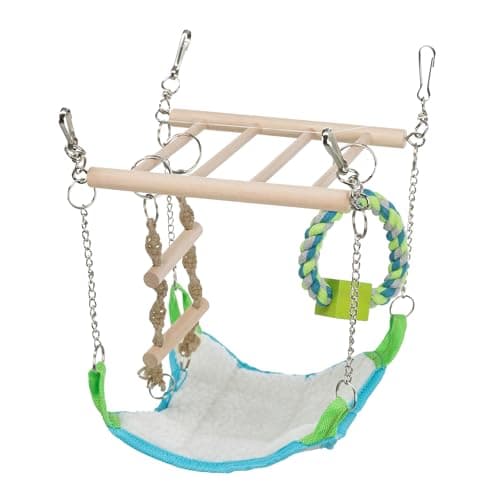 Trixie Small Animal Suspension Bridge, Hanging Cage Accessory with Hammock and Climbing Toys - Ladder and Ring, Ideal for Rats, Ferrets, Guinea Pigs, Mice