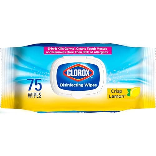 Clorox Disinfecting Wipes, Bleach Free Cleaning, Crisp Lemon, 75 Count (Pack May Vary)