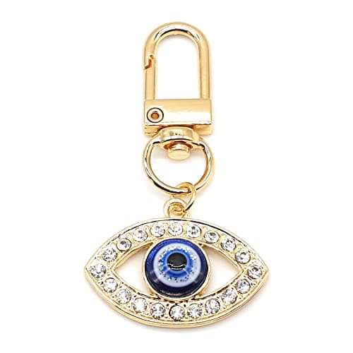 Jasimkiss Evil Eye Keychain Car Key Ring Bag Purse Good Luck Amulet protection Charm Keychain for Women Men (C)