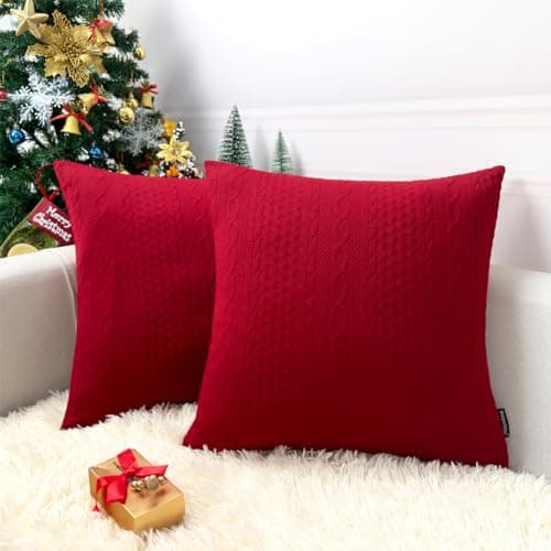 Booque Valley Throw Pillow Covers, Pack of 2 Super Soft Elegant Modern Embossed Patterned Red Cushion Covers Decorative Stretchy Pillow Cases for Sofa Bed Car Chair, 20 x 20 inch(Red)