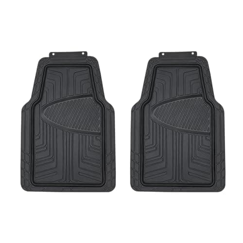 Amazon Basics All-Season Floor Mats for Cars, SUVs and Trucks, Premium PVC, All Weather Protection, Universal Trim to Fit, 2-Piece, Black