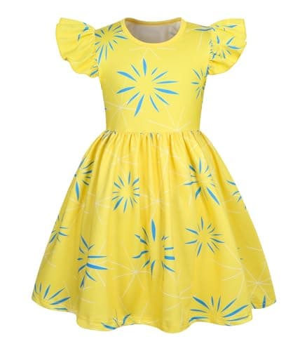 HenzWorld Disgust Princess Dress Costumes Girls Cartoon Disgust Princess Dress Costume Fancy Dress Up 2 Pretend Outfits for Girls 4-5 Years,Yellow