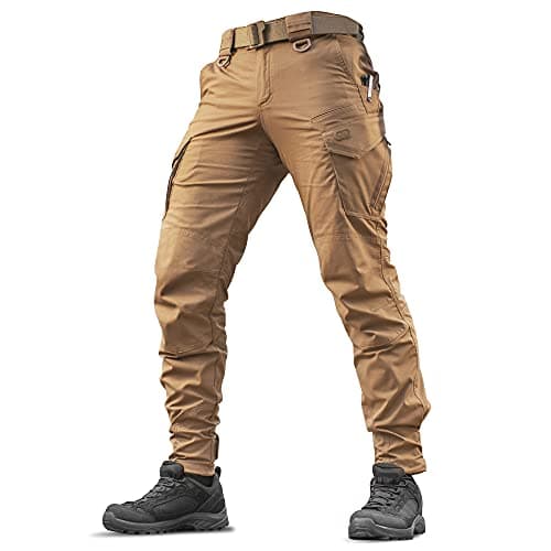 M-Tac Aggressor Flex Tactical Cargo Pants for Men – Durable Rip-Stop Cargo Work Trousers with Reinforced Knees, Stretch Fit and Outdoor Comfort (Coyote Brown, 42/32)