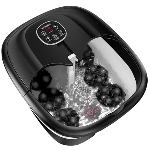 BEAUMOI Collapsible Foot Spa with Surf Wave Massage, Foot Bath with 24 Motorized Shiatsu Massage Balls, Heat, Bubble and Remote, Foot Bath Massager for Deep Relaxation & Stress Relief
