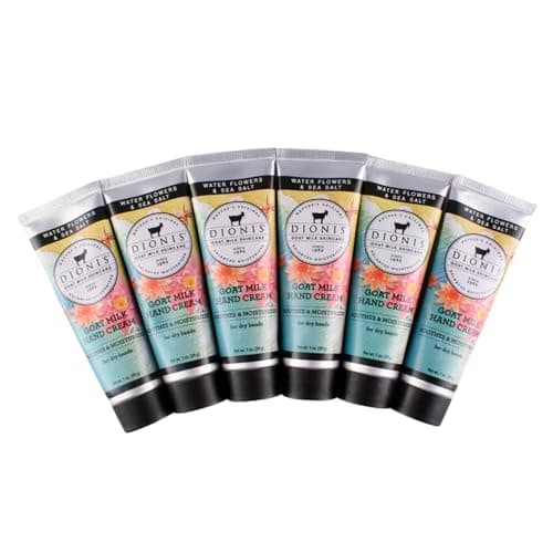 Dionis - Goat Milk Skincare Scented Hand Cream (1 oz) Set of 6, Moisturizing Lotion for Dry Skin, Good for Sensitive Skin, Cruelty-free and Paraben-free (Water Flowers & Sea Salt)