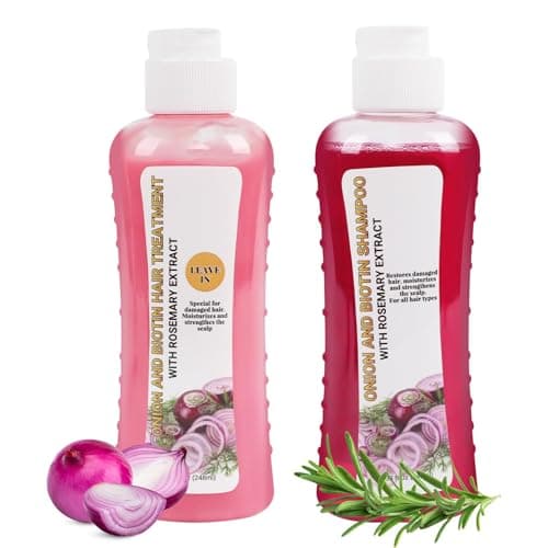 Onion Biotin and Rosemary Shampoo and Treatment Set, for Soft Hair & Shine,Silicone Shampoo and Treatment for All Hair Types Conditioner Hair Care (248ML*2)