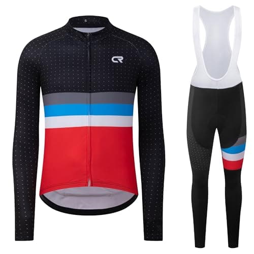 Coconut Ropamo CR Men's Cycling Clothing Sets Long Sleeve Cycling Jersey Zipper Pocket Cycling Bib Pants 3D Padded (3012, XX-Large)