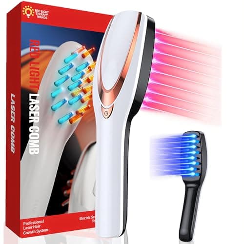 Laser Hair Growth Comb, Laser Therapy Comb Electric Scalp Massager for Hair Growth,Stimulates Hair Growth Comb Brush Thinning Hair Treatment Laser Hair Growth Device（White）