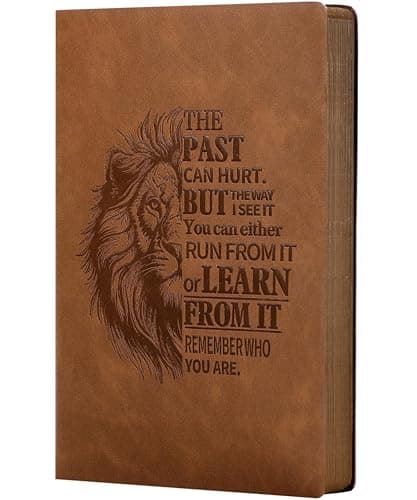 MINICAGIE Leather Journal for Men Soft Cover 256 Pages Lined Journals for Writing A5 Lion Journaling Notebooks Vintage Travel Inspirational Diary, 5.7" x 8.3", Brown